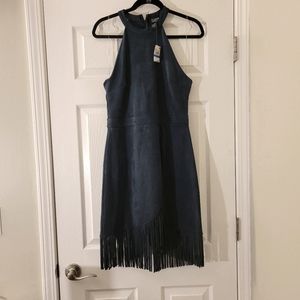 NEW Navy Blue Halter Top Fringe Dress